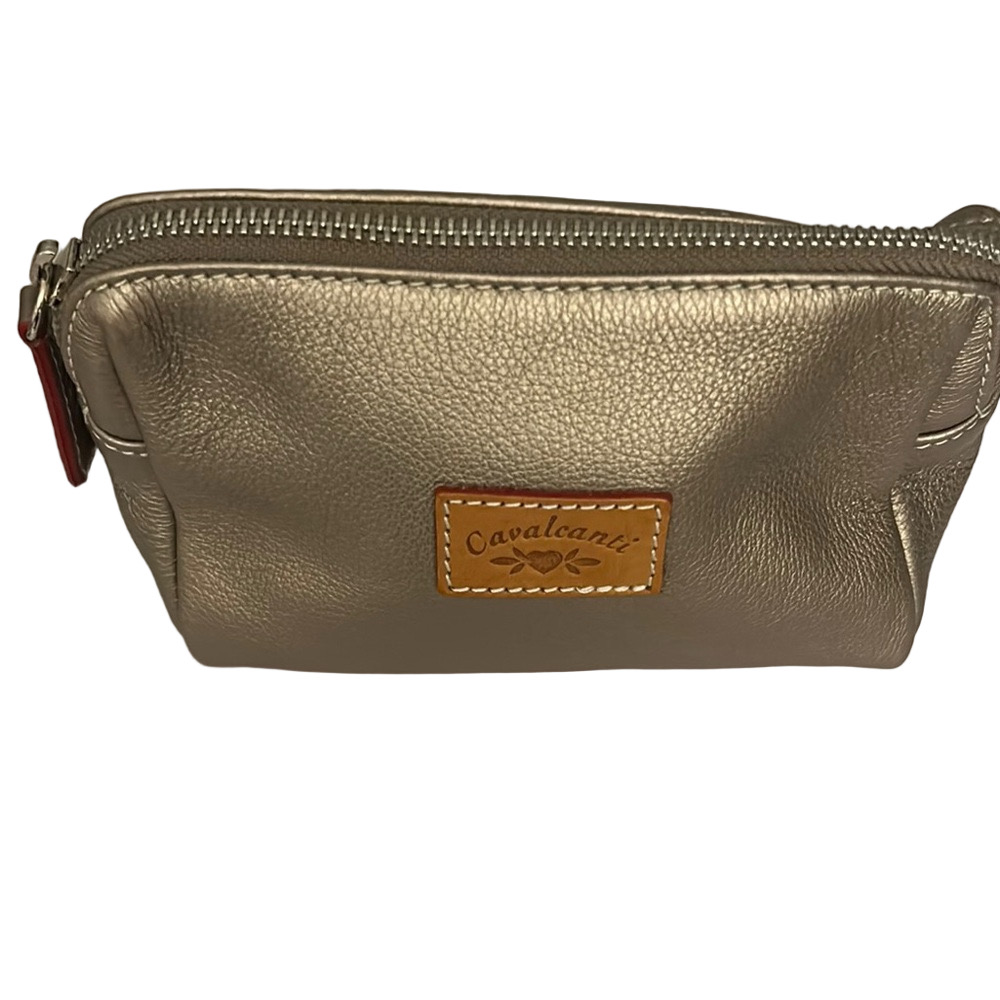 Cavalcanti Metallic soft genuine leather cosmetic bag New condition.